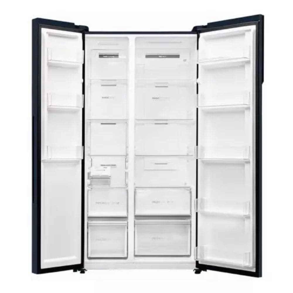 Haier 596 Ltrs, 3 Star Frost Free Dual Door Side by Side Refrigerator (HES 690GK, Graphite Black)
