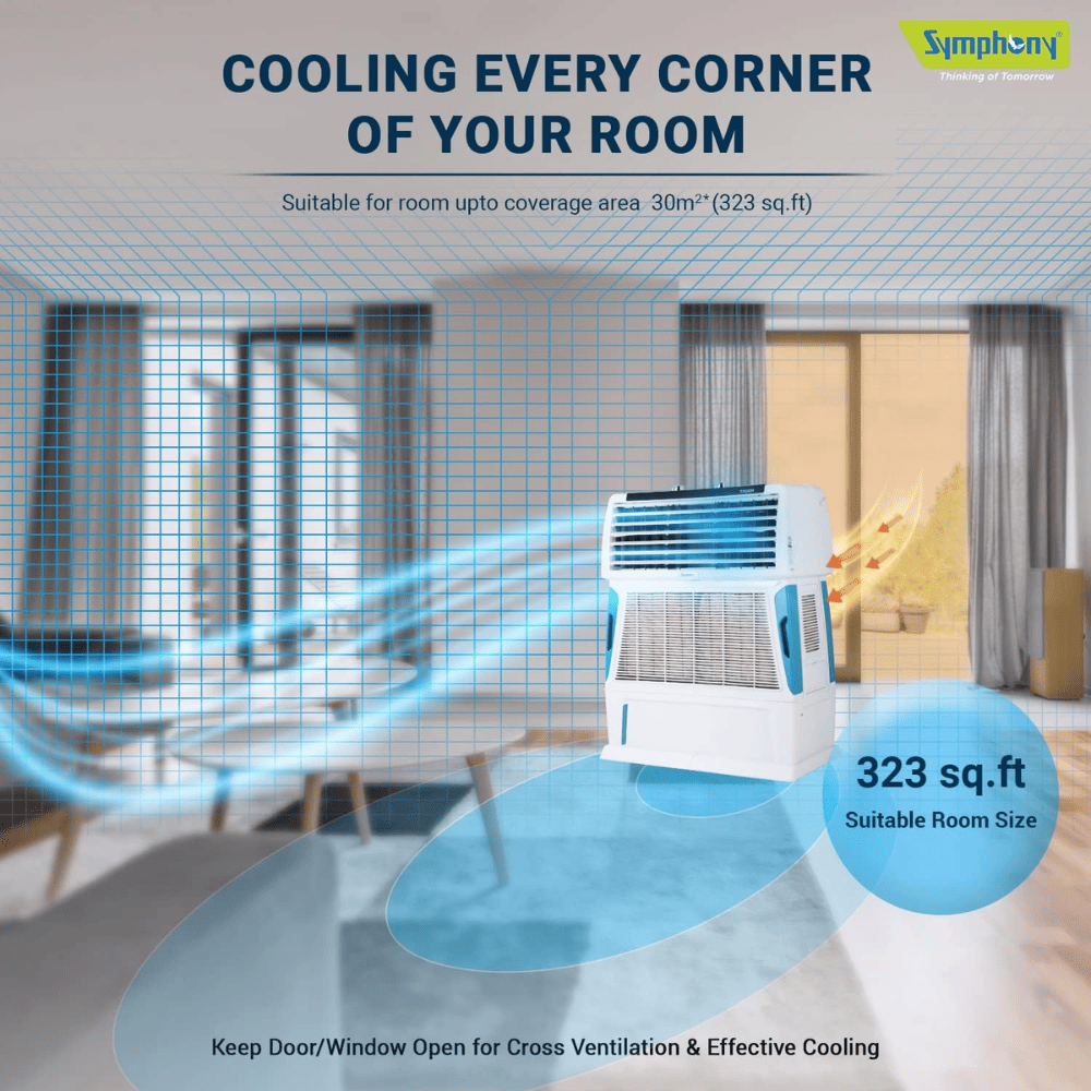 Symphony 55Ltrs Personal Air Cooler with 4-Side Aspen Pads (Touch55l)
