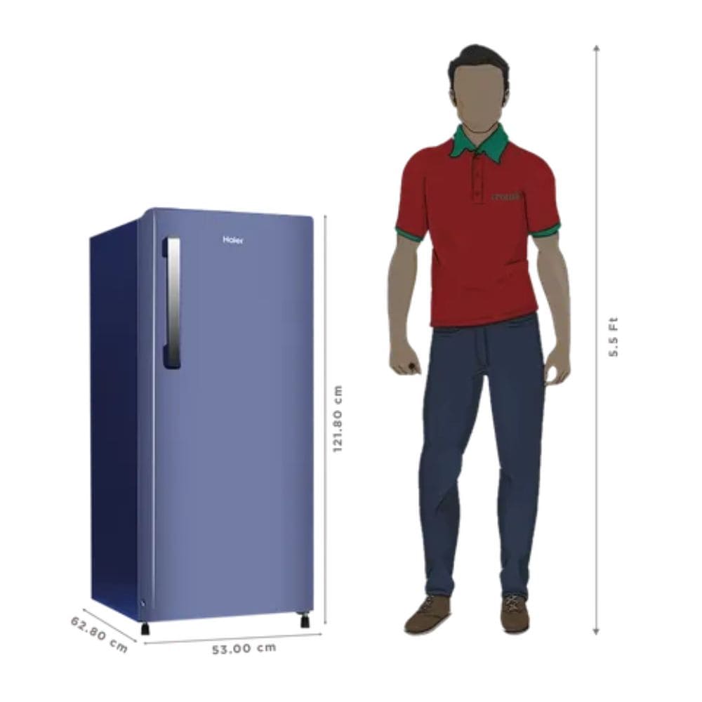 Haier 190 Ltrs, 2 Star Cool Single Door Refrigerator (HRD 2112BRBA N, Radish Blue)