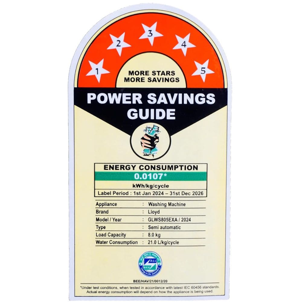 Lloyd 8 Kg 5 Star Semi-Automatic Top Load Washing machine (GLWS805EXAPC, Plum Cola & Black)