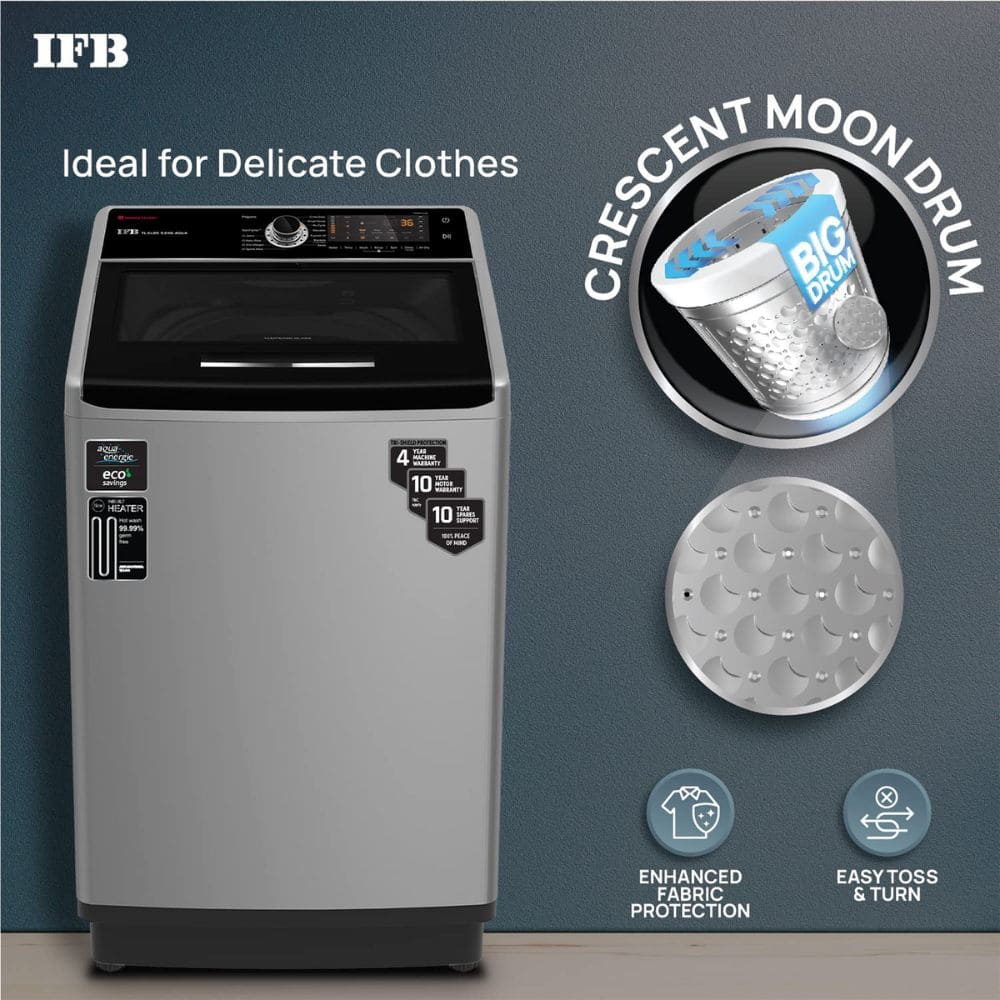 IFB 10 Kg 5 star Fully-Automatic Top Load Washing Machine (TL-S4BLS 10.0KG AQUA, Silver)