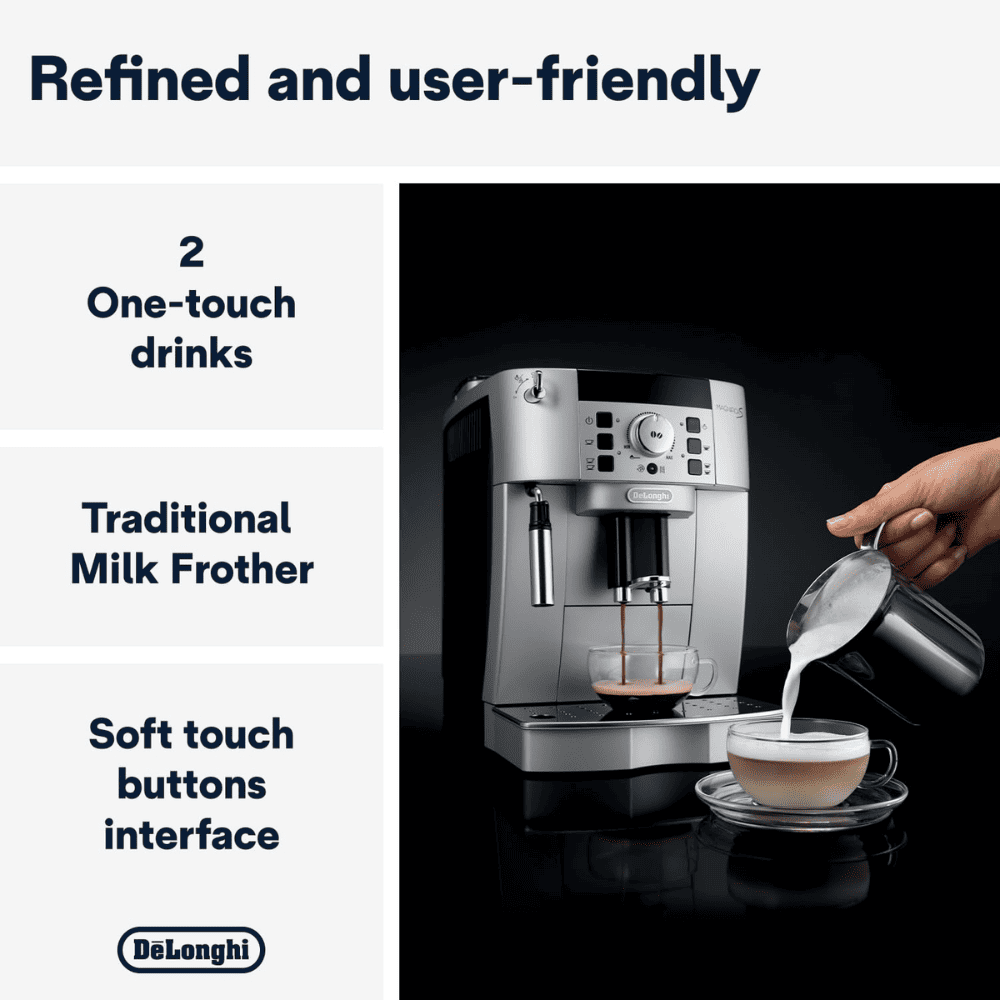 Delonghi Ecam22.110.Sb, Magnifica Bean Fully Automatic Espresso Cappuccino Coffee Machine, Sliver Black