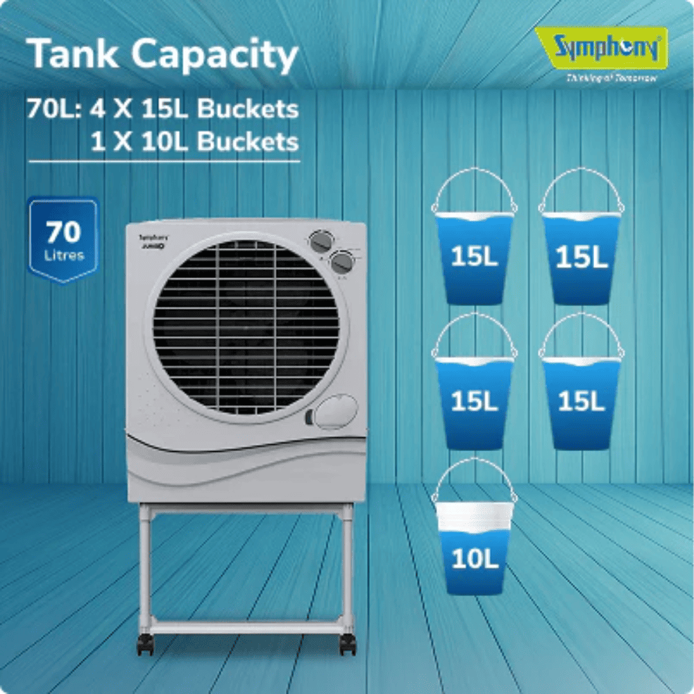 Symphony 70 Ltrs Desert Air Cooler with Trolley (JUMBO70L)