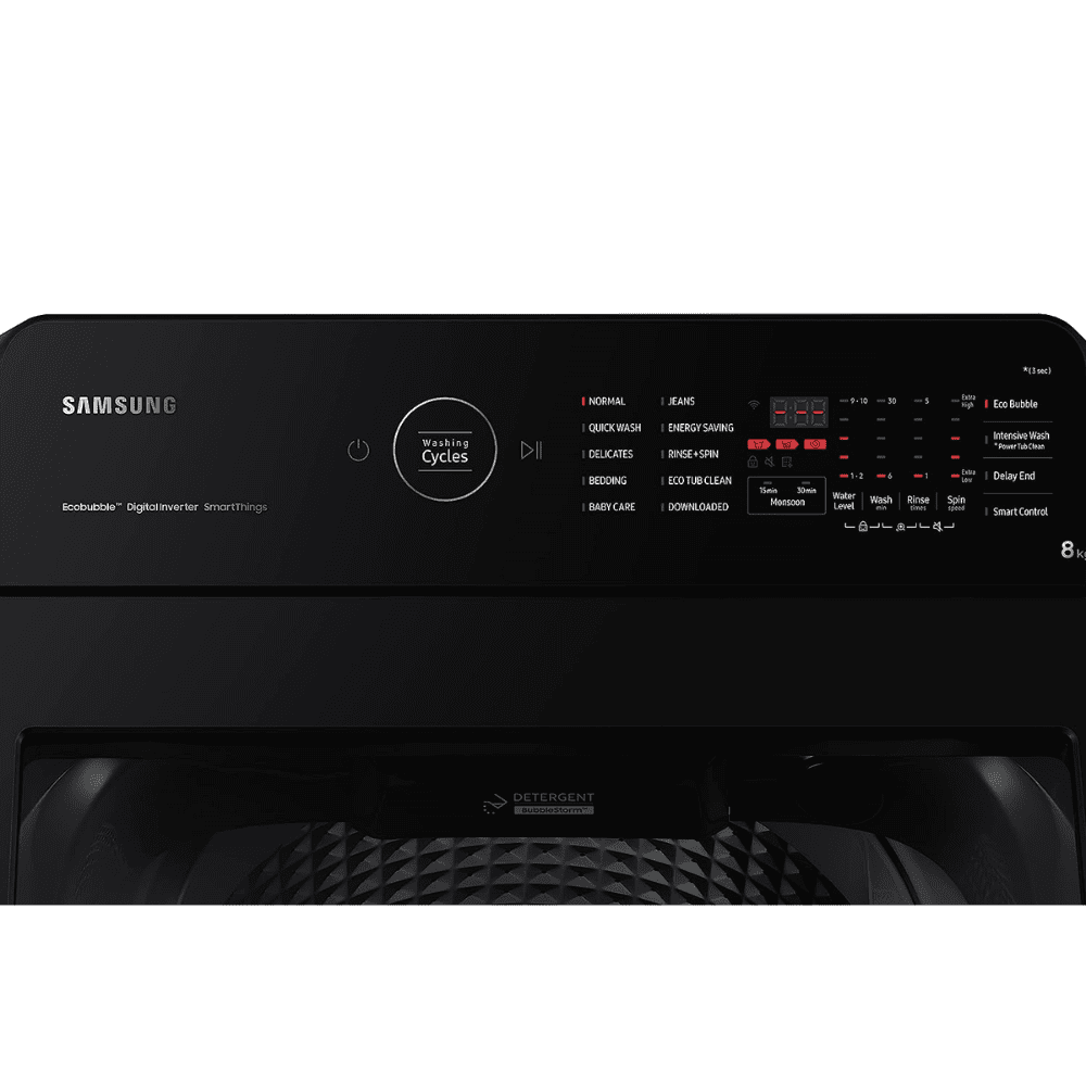 Samsung 8 Kg 5 Star Fully Automatic Top Load Washing Machine (WA80BG4545BVTL, Black Caviar)