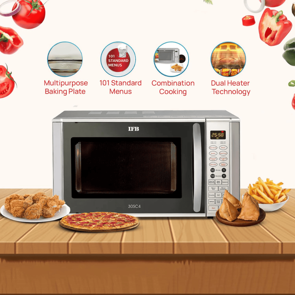 IFB 30 Ltrs Convection Microwave Oven Standard Floral Pattern (30SC4,Black)