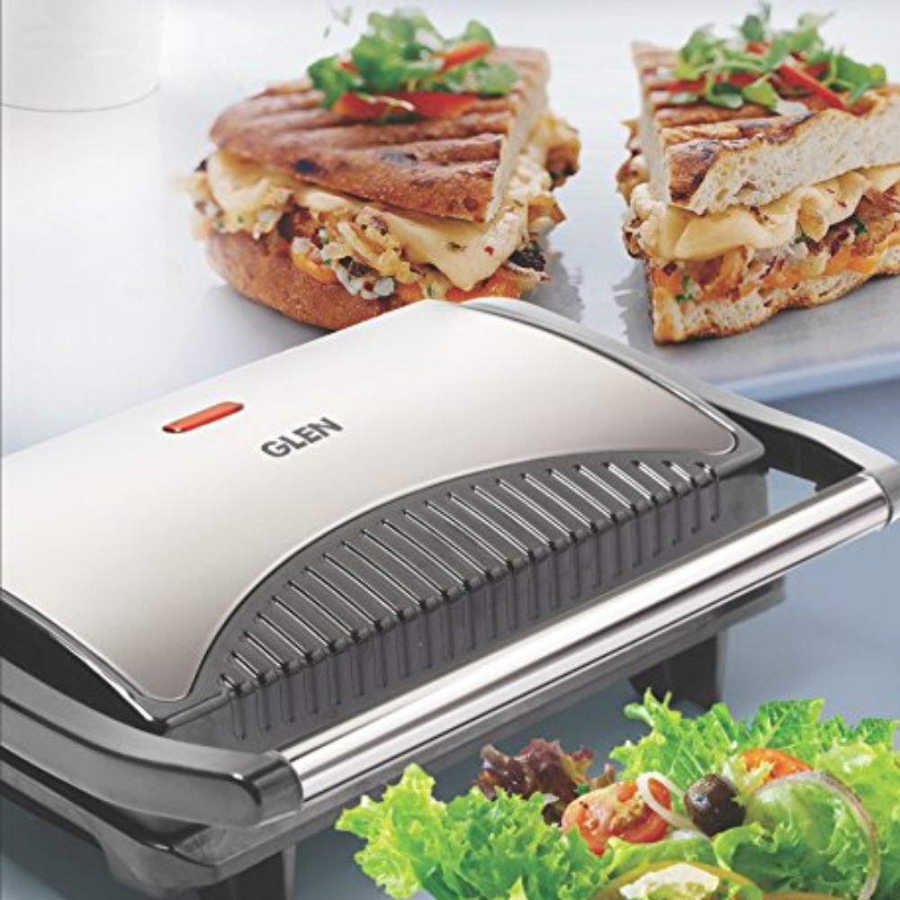 Glen GL3029, 700 Watts Electric Sandwich Maker, Grill and Toast with Non Stick Coating Plates (Black)