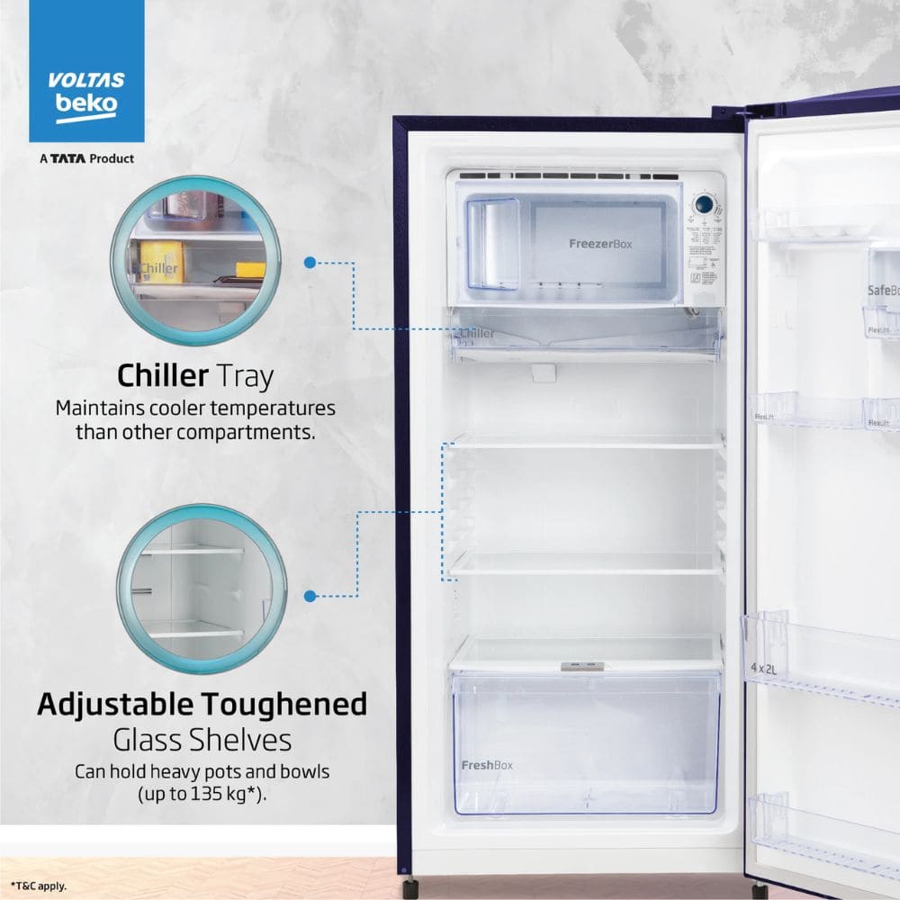 Voltas Beko 225 Ltrs, 3 Star Direct Cool Single Door Refrigerator (RDC225C)