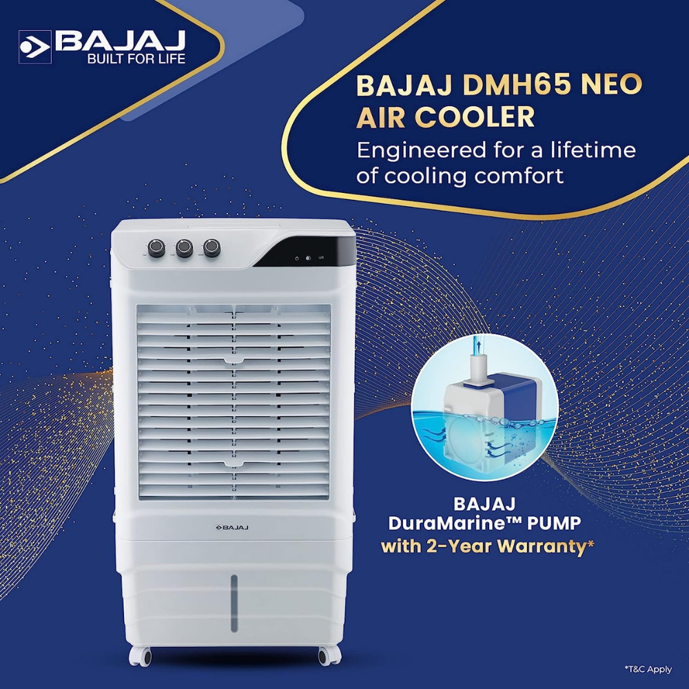 Bajaj DMH65 Neo, 65 Ltrs Portable Desert Air Cooler