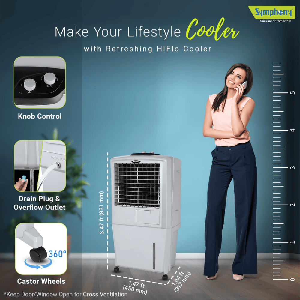 Symphony 27 Ltrs Personal Air Cooler with Remote & Touch Panel (HI FLO 27l)