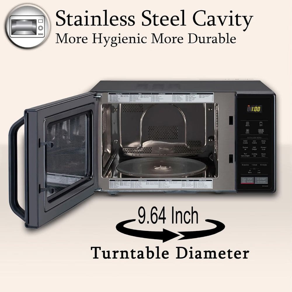 LG 21 Ltrs Stainless Steel Cavity Convection Microwave Oven (MC2146BV,Black)