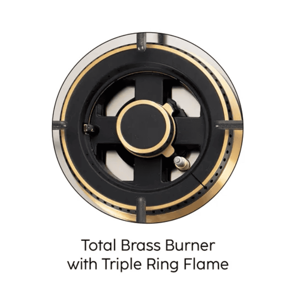 Glen Hob, 1073 SQ HT DB TR, 3 burner 73 cm Auto Electric Ignition Matt Finish Brass Burners 1 Medium +1 Small + 1 High Gas Stove (Black)