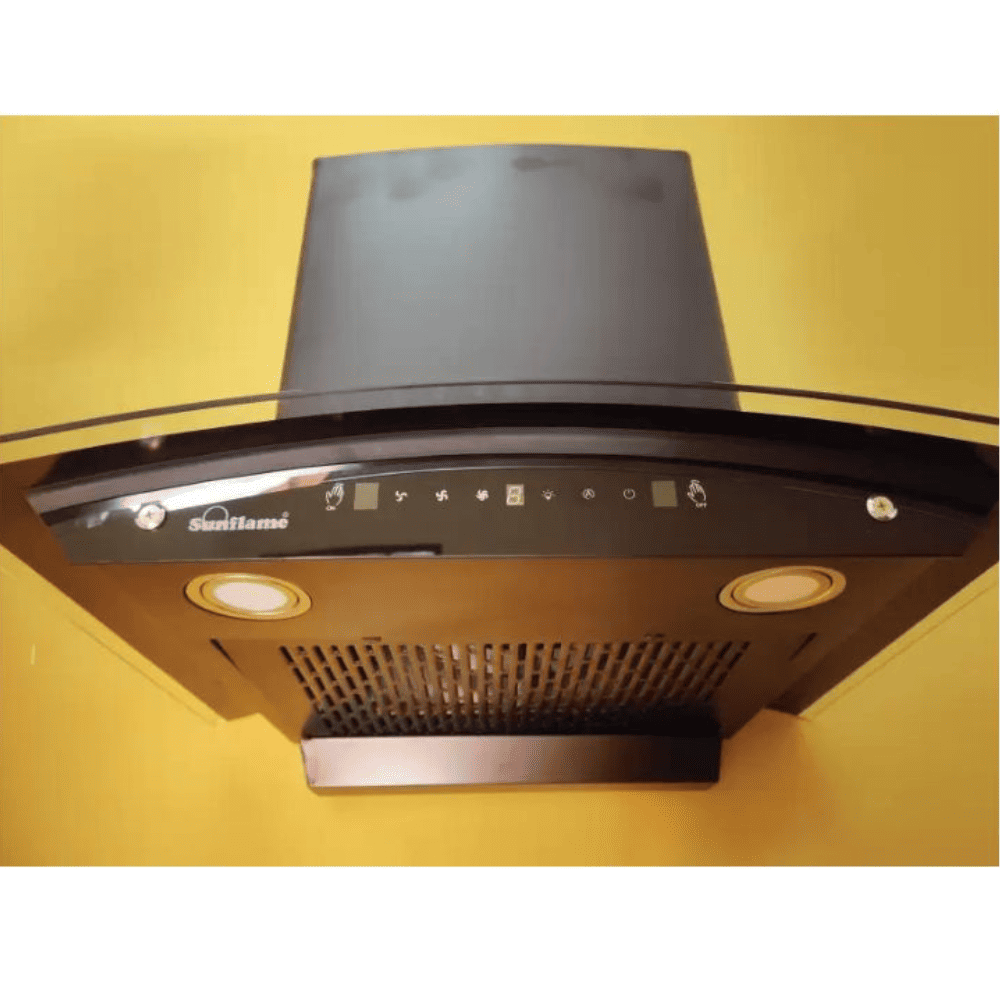 Sunflame ANCONA Bk, 60 cm 1250 m3/hr Auto Clean Wall Mounted Chimney, Filterless Technology (Black)