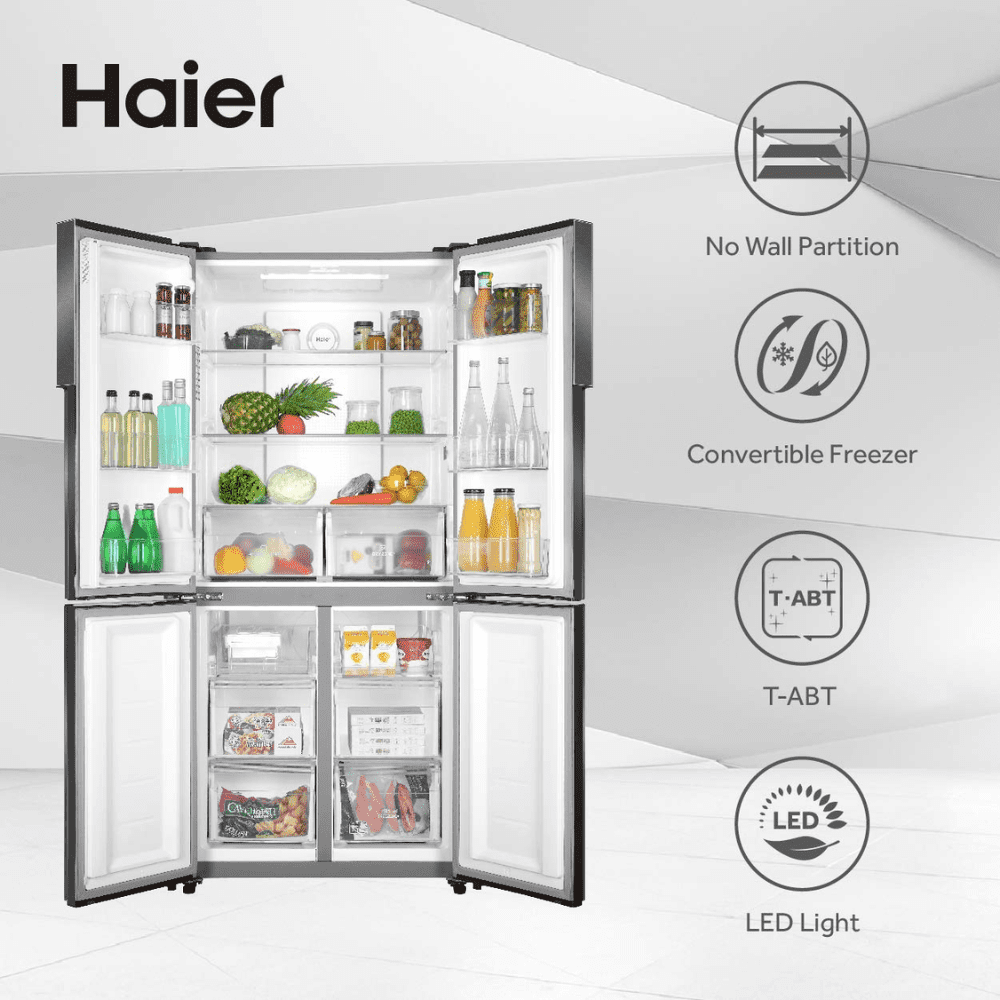 Haier 531 Ltrs 2 Star Inverter Frost Free Side by Side Refrigerator, HRB-550KG, Black