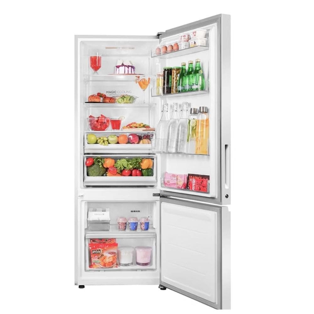 Haier 355 Ltrs, 2 Star Triple Inverter Frost Free Double Door Bottom Mount Refrigerator (HRB 4052PKGA P, Black Glass)