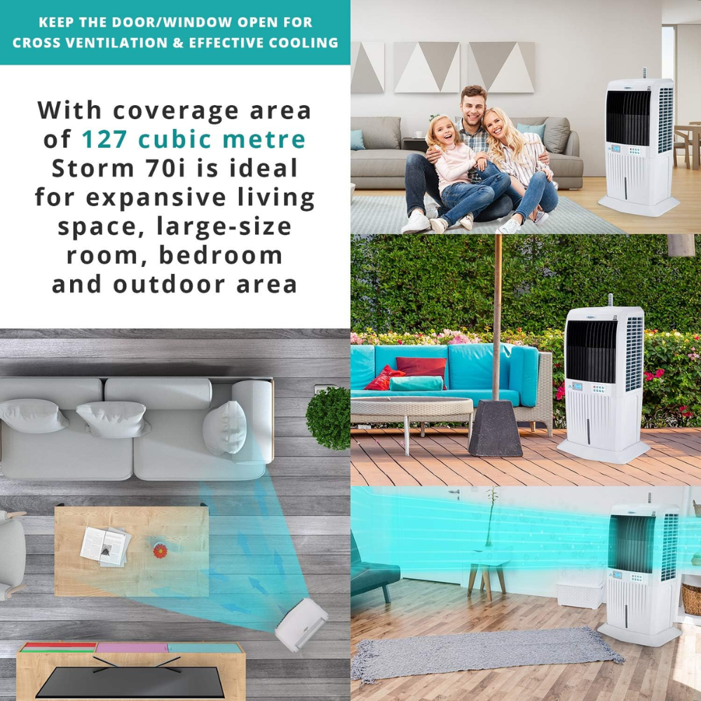 Symphony 70 Ltrs Freestanding Tower Room Air Cooler (STORM 70I)