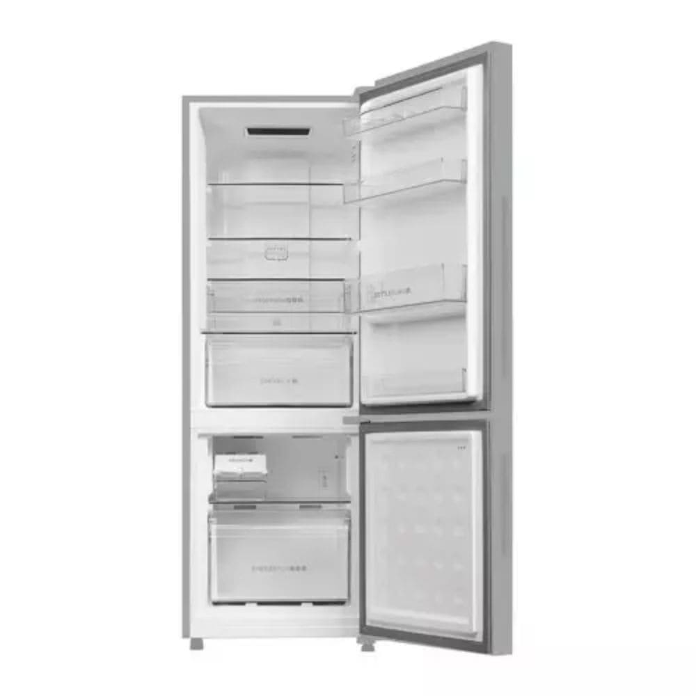 Haier 265 Ltrs, 2 Star Frost Free Double Door Bottom Mount Refrigerator (HRB 3152IBNSA P,Nickel Steel)