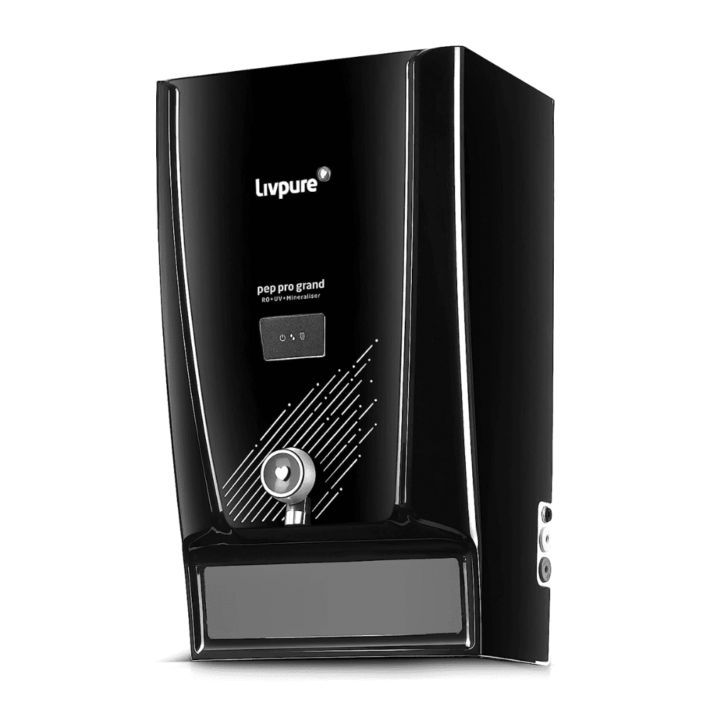 Livpure Pep Pro Grand, 7 Ltrs Storage Tank RO+UV+Mineraliser Wall Mountable Water Purifier, Black