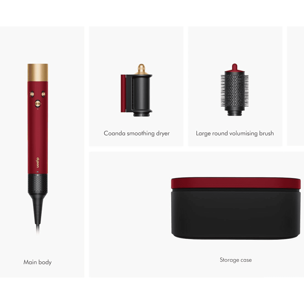 Dyson 596927-01, Airwrap Multi-Styler Complete Travel Pouch with Bluetooth (Velvet Red & Gold)
