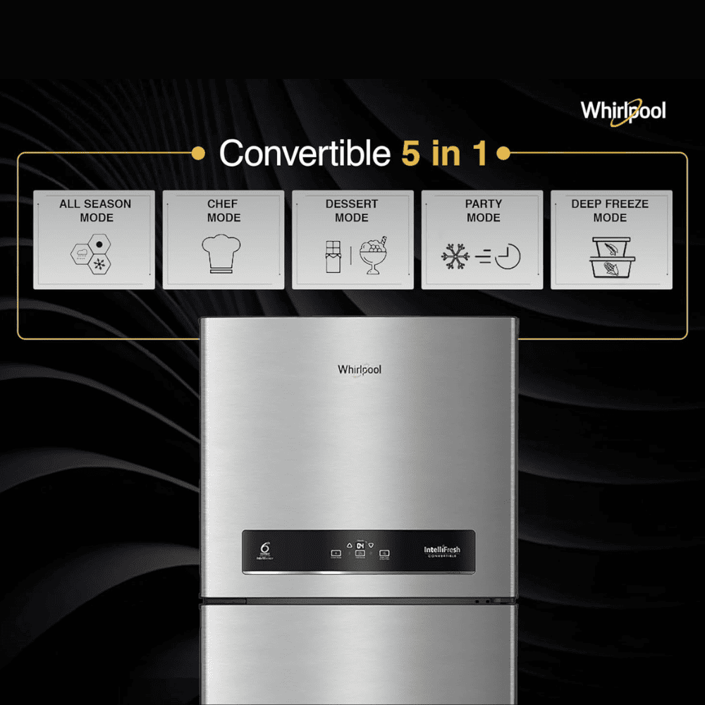 Whirlpool 440 Ltrs 2 Star, IntelliFresh Convertible Inverter Frost Free, Double Door Refrigerator (IF INV CNV 455 Alpha Steel (1S)-Z)