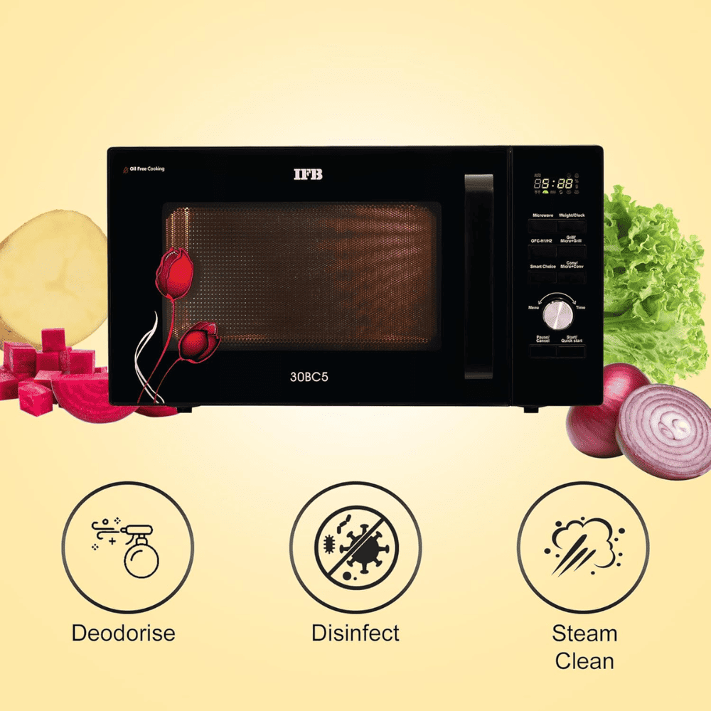IFB 30 Ltrs Convection Microwave Oven with Oil Free Cooking with Starter Kit (30BC5,Black)