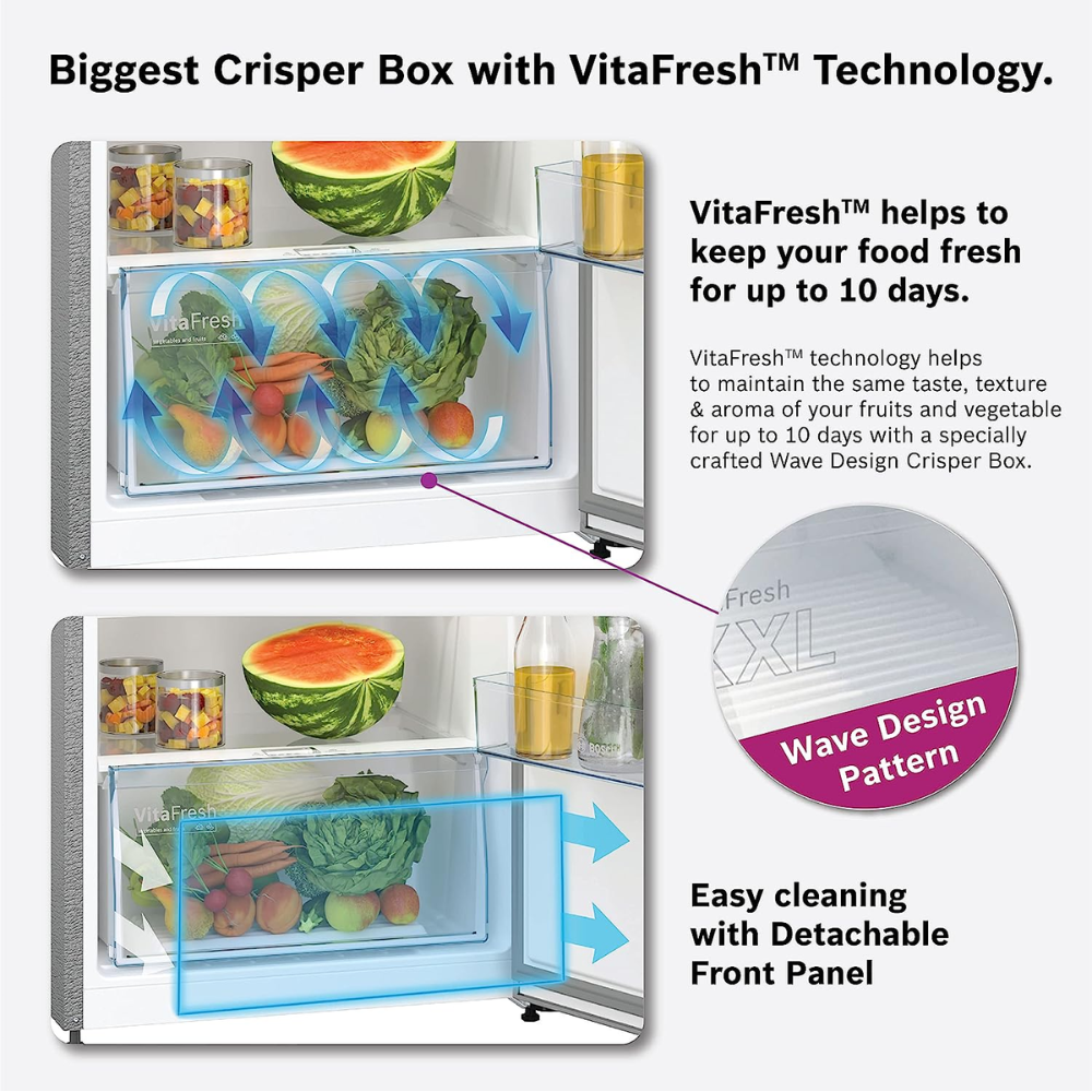 Bosch 364 Ltrs, Inverter Frost Free Triple Door Refrigerator (CMC36K05NI, Black Steel)