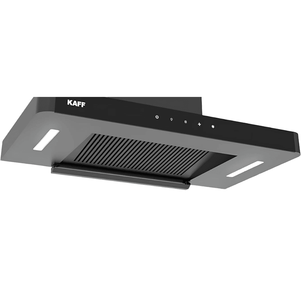 Kaff R PRO, 90 cm 1180 m3/hr Auto Clean Ducted Wall Mounted Chimney with 3 Speed Gesture Motion Filterless Technology (Black)