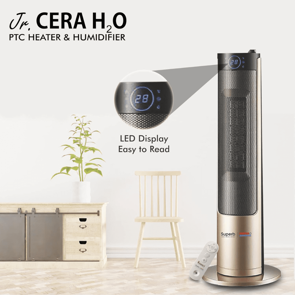 Warmex 1300&2000 Watts Portable Room Heater (Junior Cera H20, Champagne Gold)
