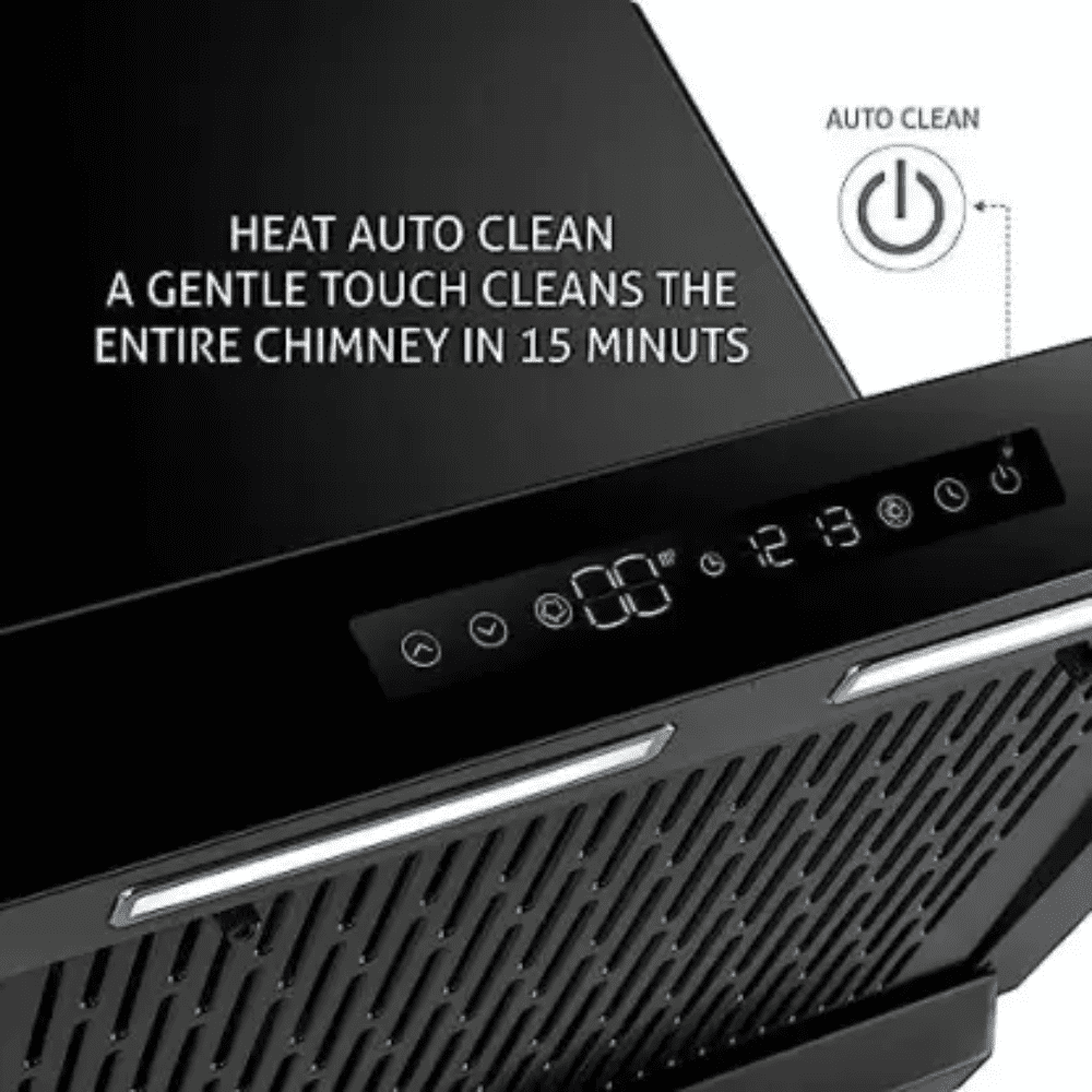 Glen 6053 BL BLDC, 60 cm 1400 m3/hr Auto Clean Wall Mounted Chimney (Black)