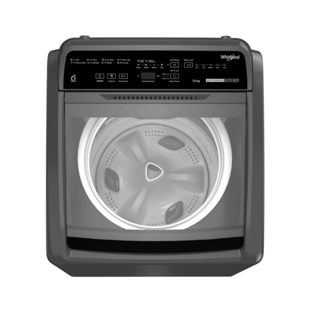 Whirlpool 7 Kg 5 Star Fully-Automatic Top Load Washing machine (WHITEMAGIC ELITE7 GREY 10Yr, Grey)