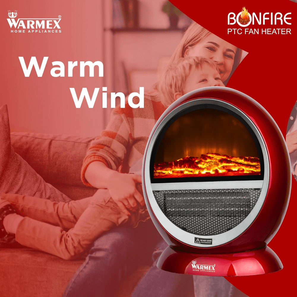 Warmex 1500 Watts Bonfire PTC Room Heater (Red & Silver)