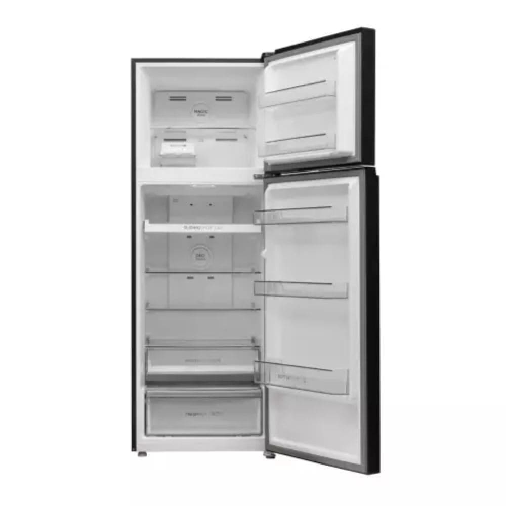 Haier 358 Ltrs, 2 Star Frost Free Double Door Refrigerator (HRF 4082PLKGA P, Black Glass)