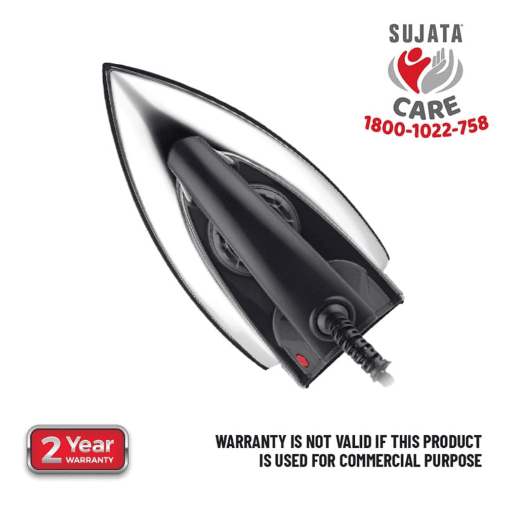 Sujata 1000 Watts Stainless Steel Dry Iron (Dryfast Max, Black)