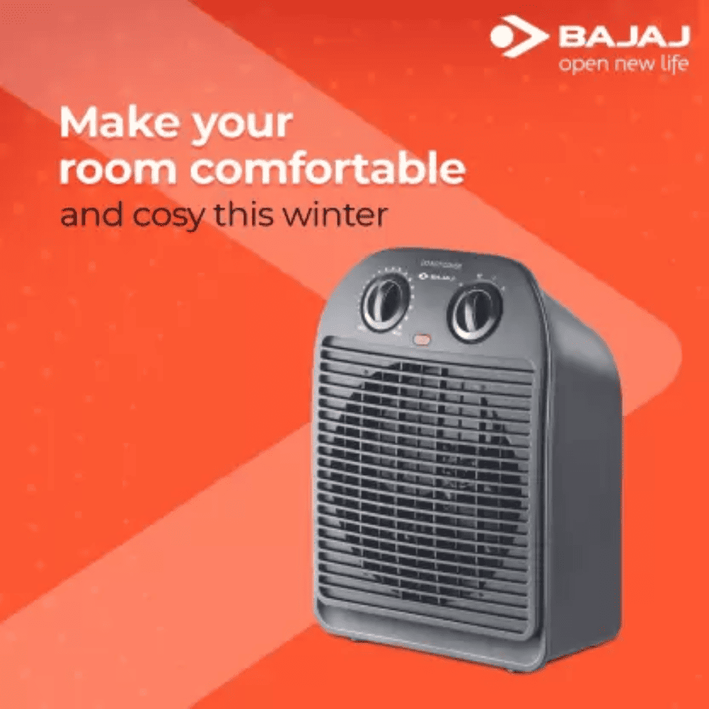 Bajaj 2000 Watts Majesty RFX2 Fan Room Heater, Black