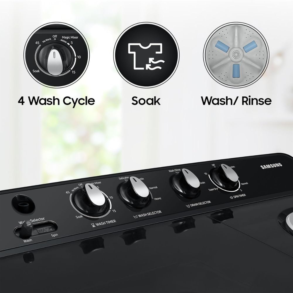 Samsung 8 Kg 5 Star Semi-Automatic Top Load Washing machine (WT80C4200GG, Black)