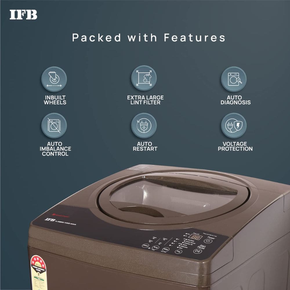 IFB 7 Kg 5 star Fully-Automatic Top Load Washing Machine (TL-R1BRS 7.0KG AQUA, Brown)