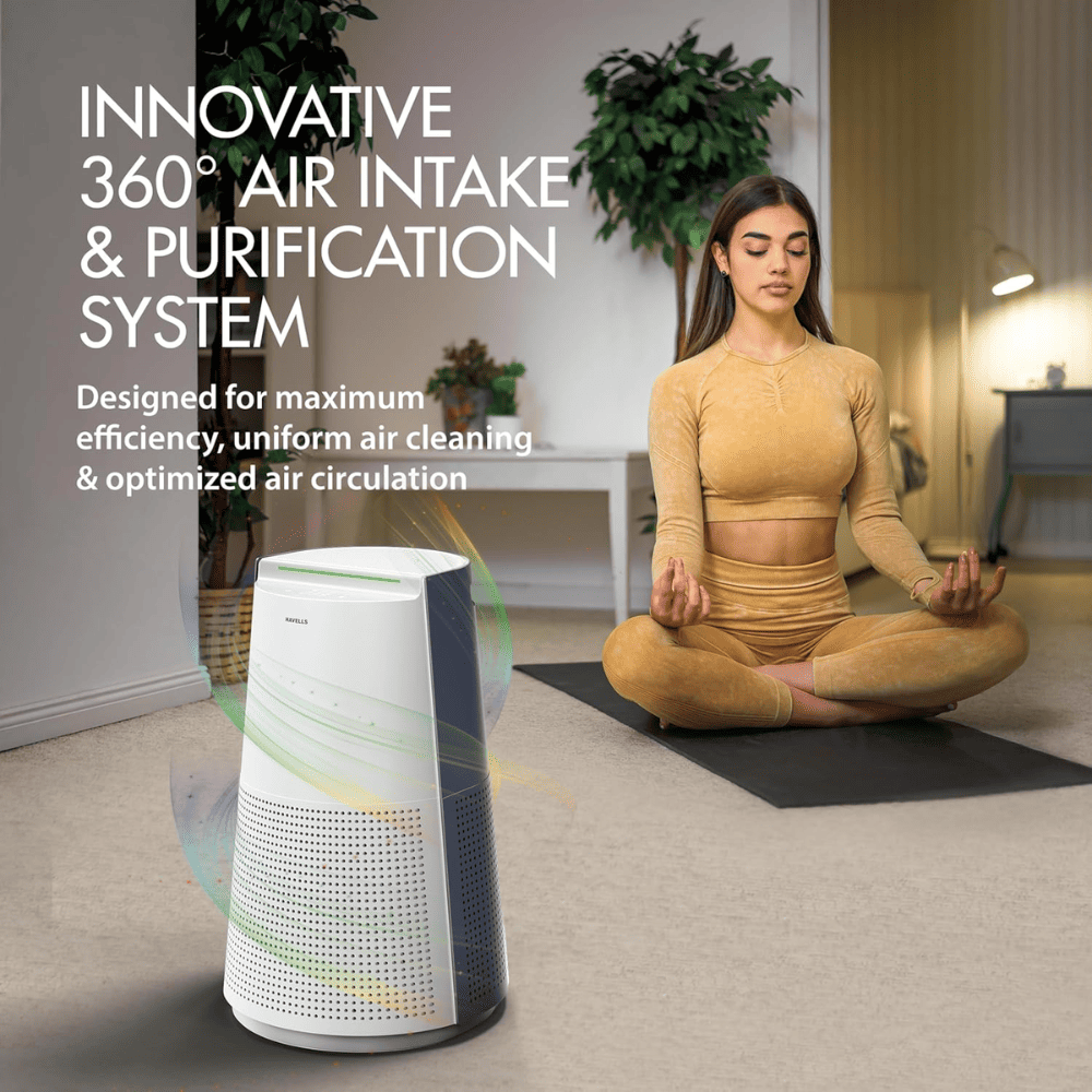 Havells Breathe AP310 AQI Display SpaceTech Purification Air Purifier, HEPA H13 Filter with Activated Carbon (Studio New Launch Blue & White)