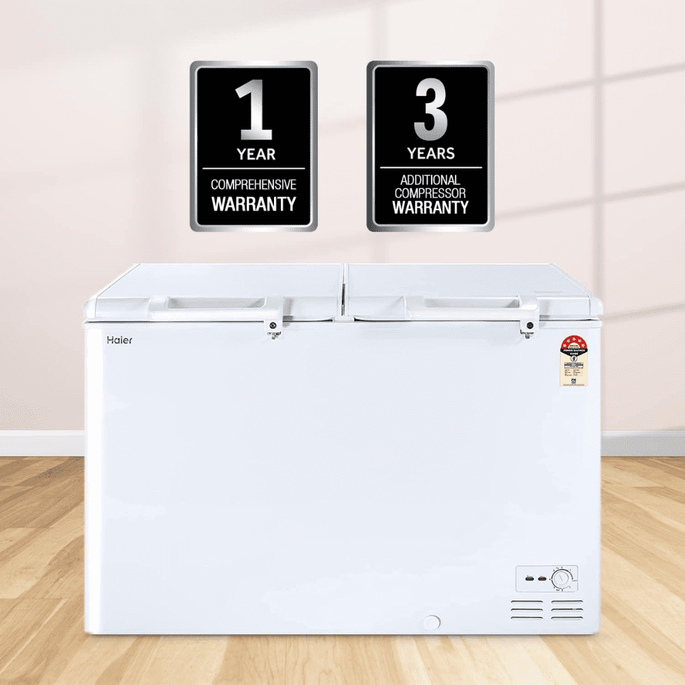 Haier HFC-350DM5, 324 Ltrs hard top Double Door Deep Freez,White