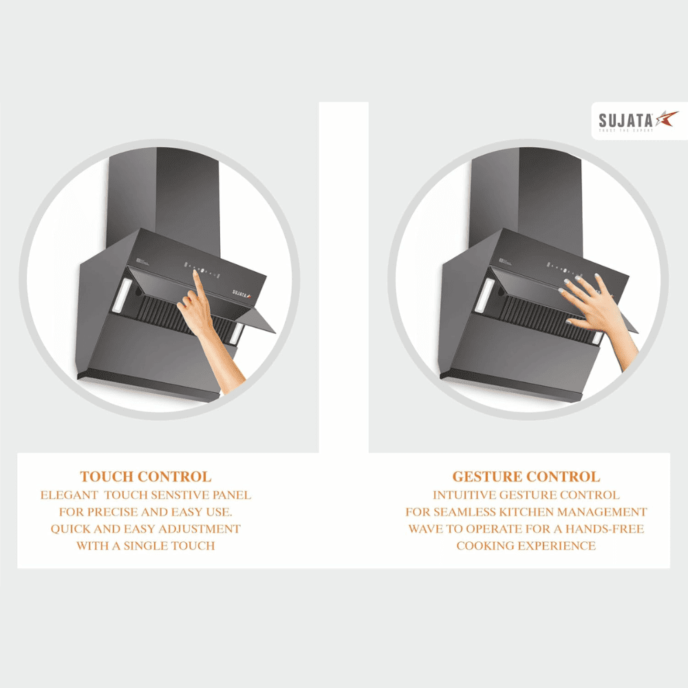 Sujata Diamond, 60 cm 1500 m3/hr Autoclean Kitchen Chimney with Filterless technology (Black)