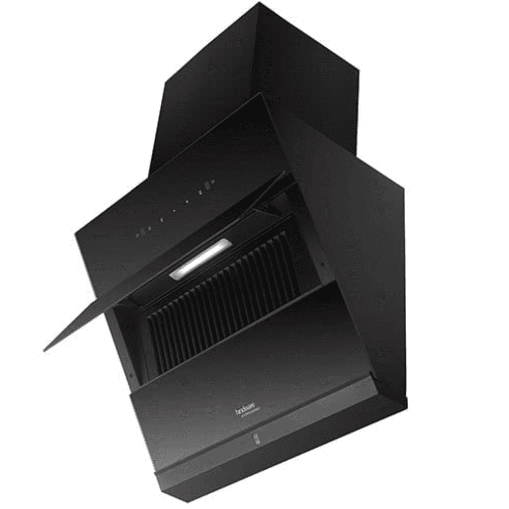 Hindware  LEXIA Plus, 60 cm 1550 m3/hr Heat Auto Clean Wall Mounted Filterless Kitchen Chimney (Black)