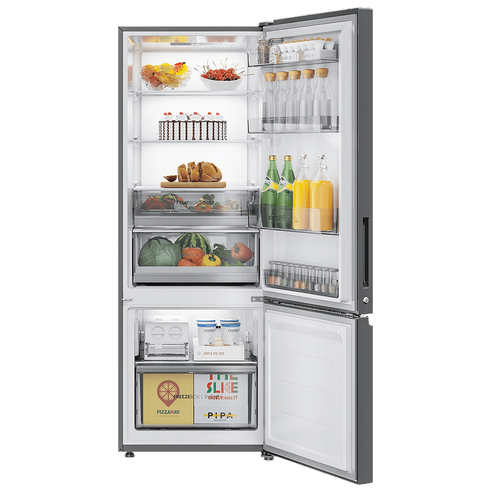 Haier 325 Ltrs 3 Star Inverter Frost Free Double Door Refrigerator (HRB-3753PKG-P, Black)