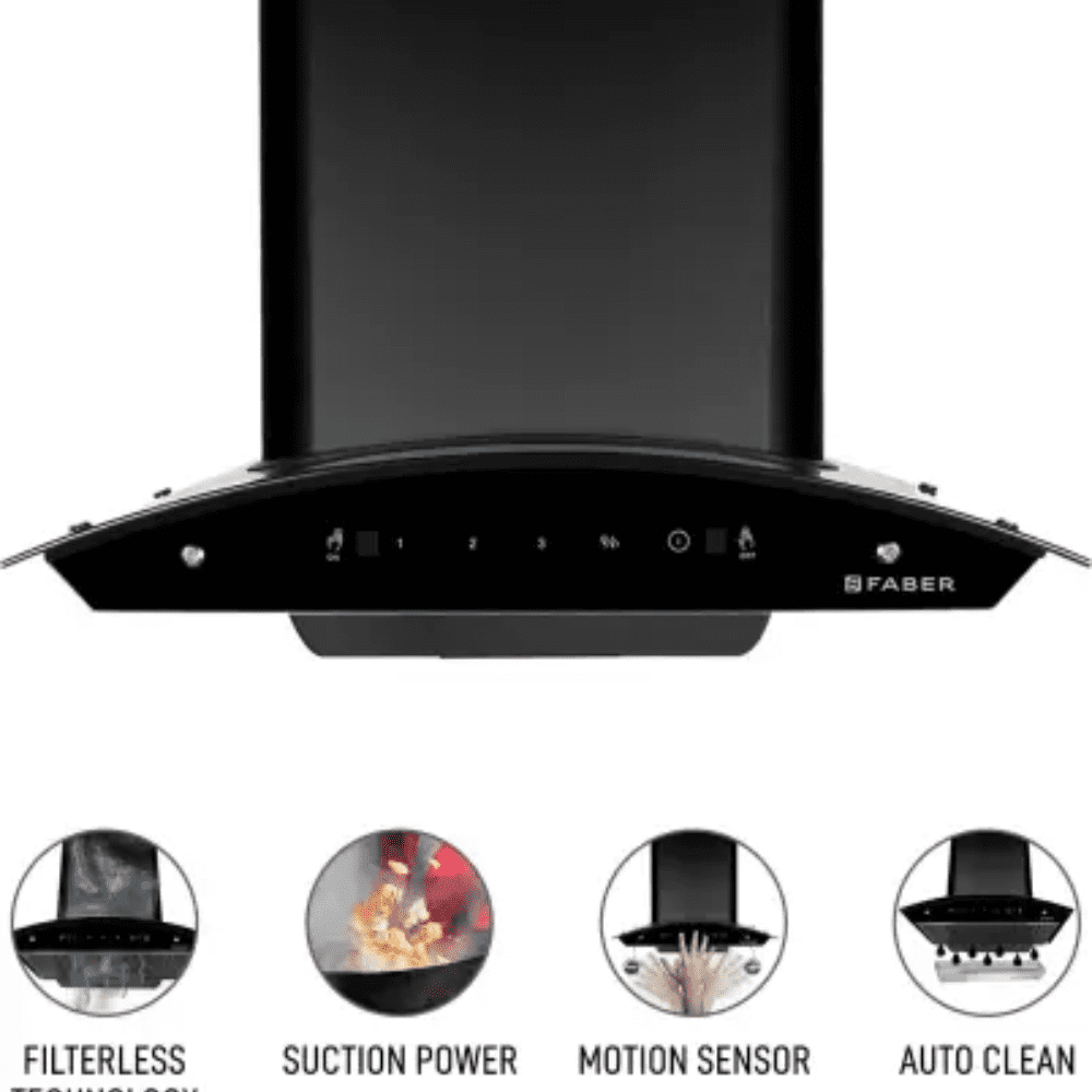 Faber HOOD SUNNY HC SC BK, 60 cm 1200 m3/hr Auto Clean Wall Mounted Kitchen Chimney (Black)