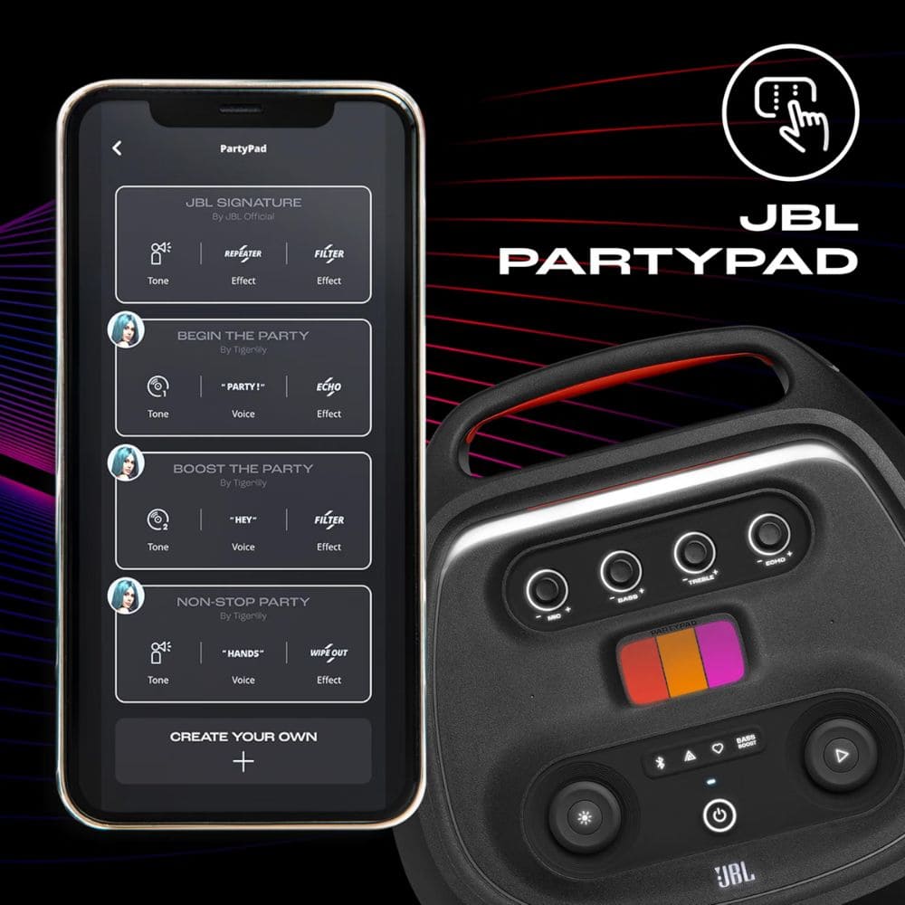 JBL Partybox Ultimate, Dynamic Lightshow with Dual Mic with Guitar Inputs Soundbar (JBLPARTYBOXULTIN, Black)