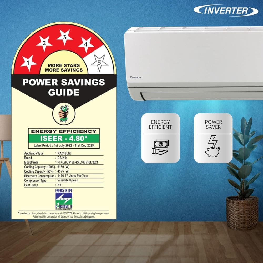Daikin 2.6 Ton 3 Star Inverter Split Air Conditioner (FTKL90U)