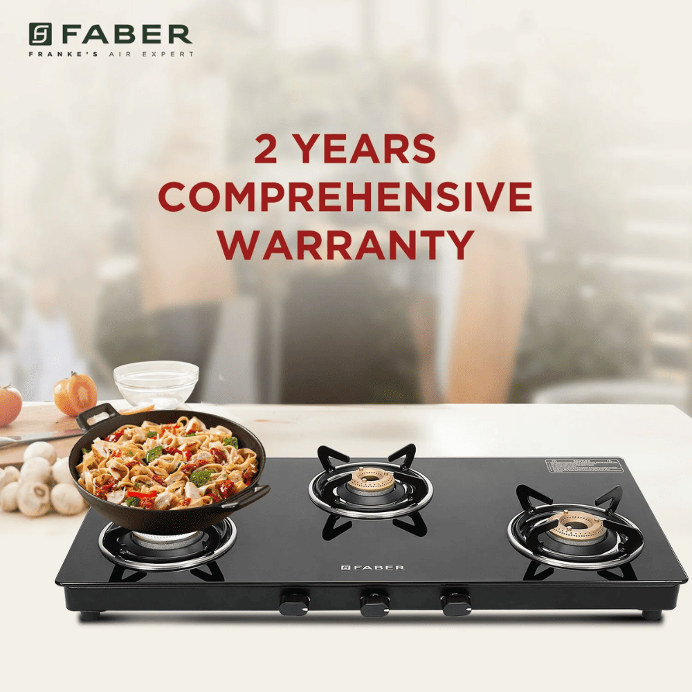 Faber Cooktop, SPARK 3 BB BK, 3 Burner cm Auto Manual Glass Top Stainless Steel Burner 1 Big + 1 Medium + 1 small Gas Stove (Black)