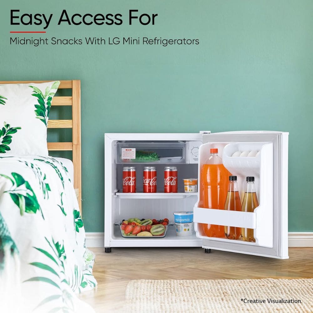 LG 43 Ltrs, 3 Star Direct Cool Minibar Single Door Refrigerator (GLD0536VRSW, Super White)