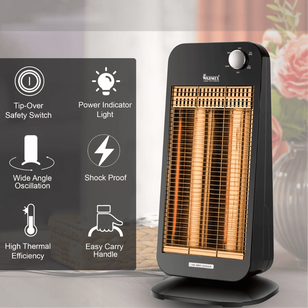 Warmex 900 Watts Floor Mount Remote Control Room Heater (BOLD, Black)