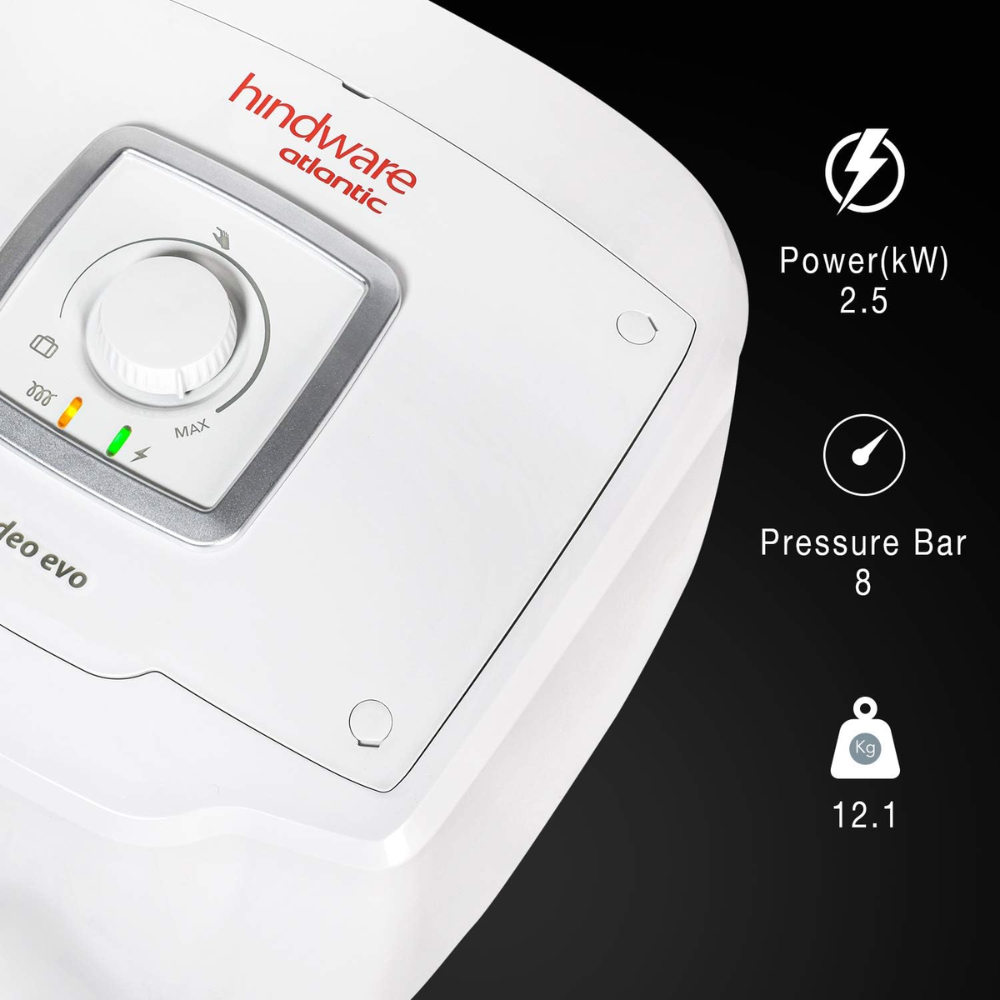 Hindware 25 Ltrs Vertical Storage, Wall Mounting Water Heater Geyser (Atlantic ONDEO EVO25, White)