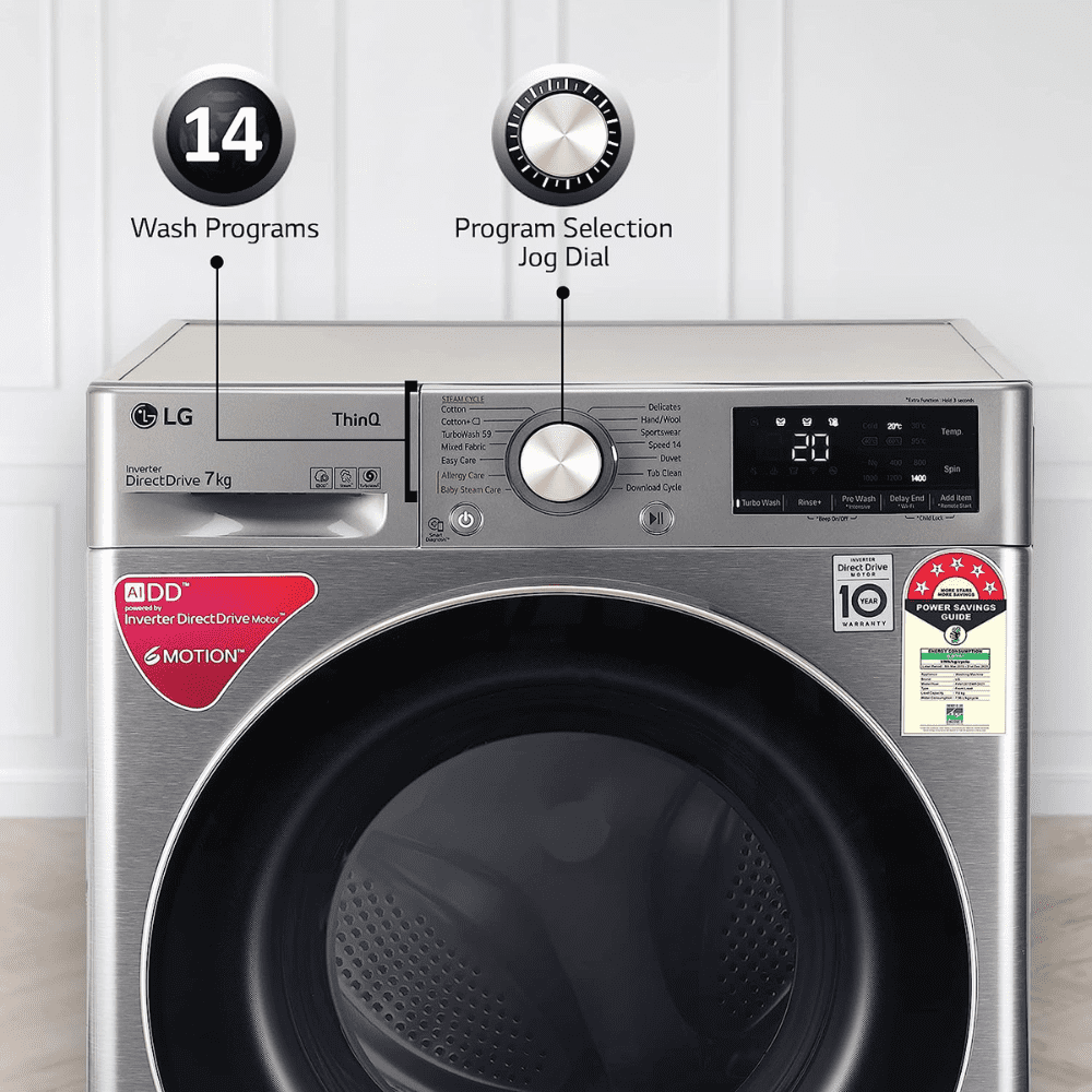 LG 7 Kg 5 Star Fully-Automatic Top Load Washing Machine (FHV1207Z2M, Silver)
