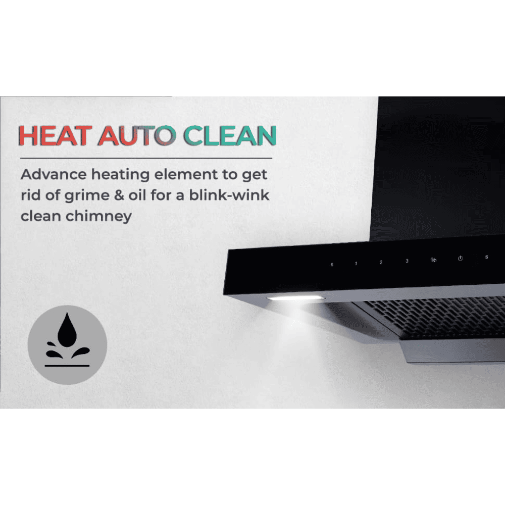 Elica SPT HAC 600 MS NERO, 60 cm 1310 m3/hr Auto Clean Vertical Glass Kitchen Chimney (Black)