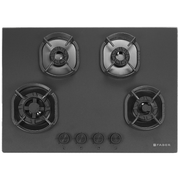 Faber Hob DELLA HD724 CI AI, 4 burner 90 cm Auto Ignition Glass Top Full Brass Burners 1 Medium +1 Small + 1 High Gas Stove (Black)